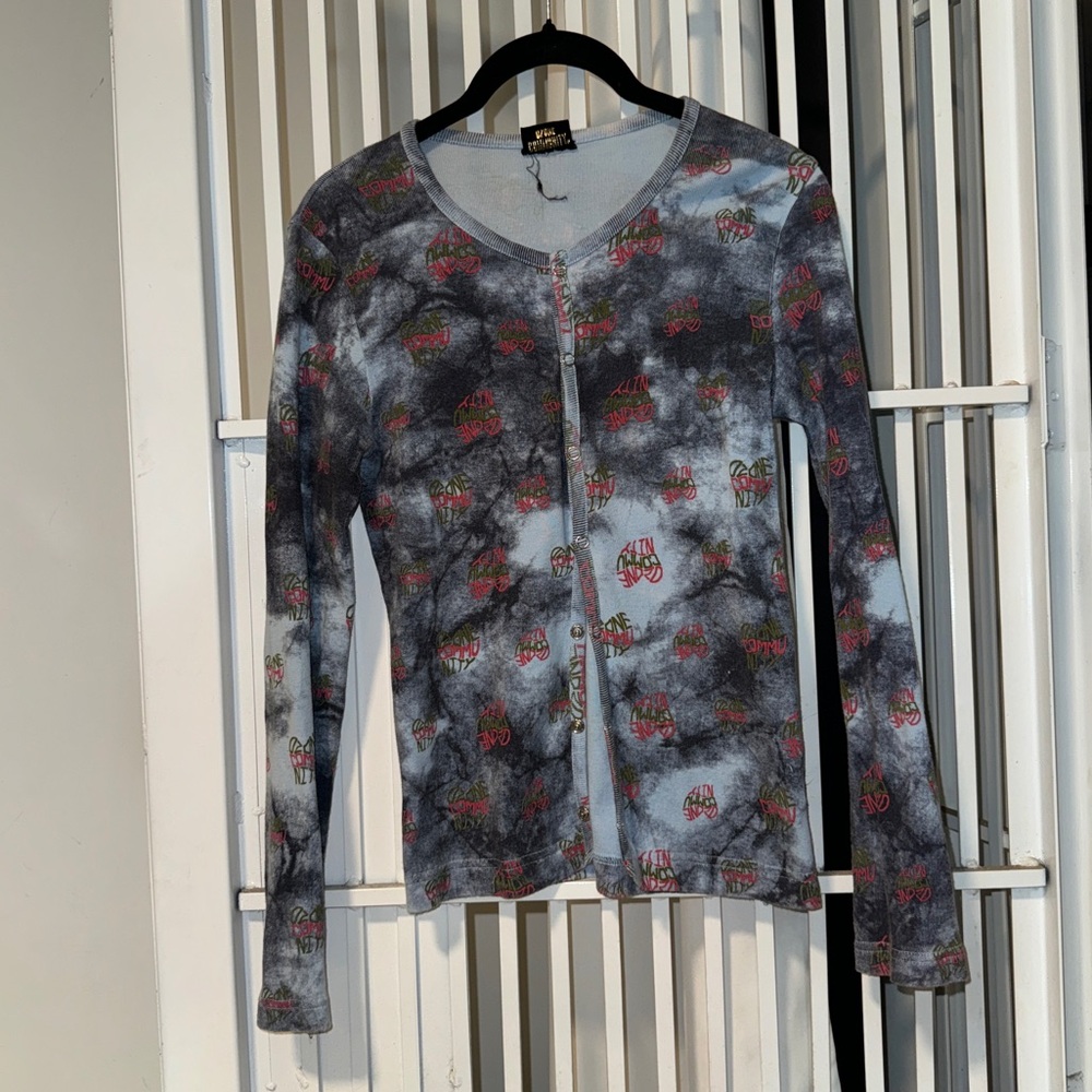 Ozone Community Women’s Tie dye cotton snap button cardigan Japanese vintage